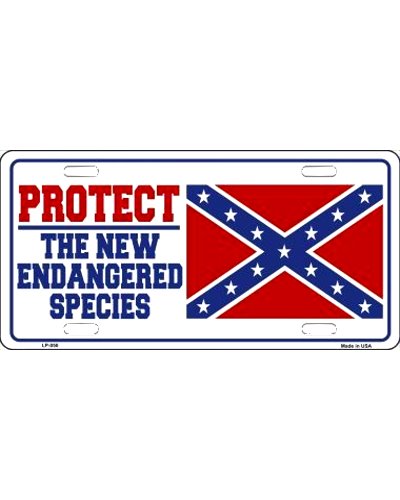 Protect the New Endangered Species (Confederate flag) car tag